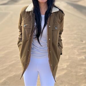 Eddie Bauer Brown Utility Jacket with Shearling Collar